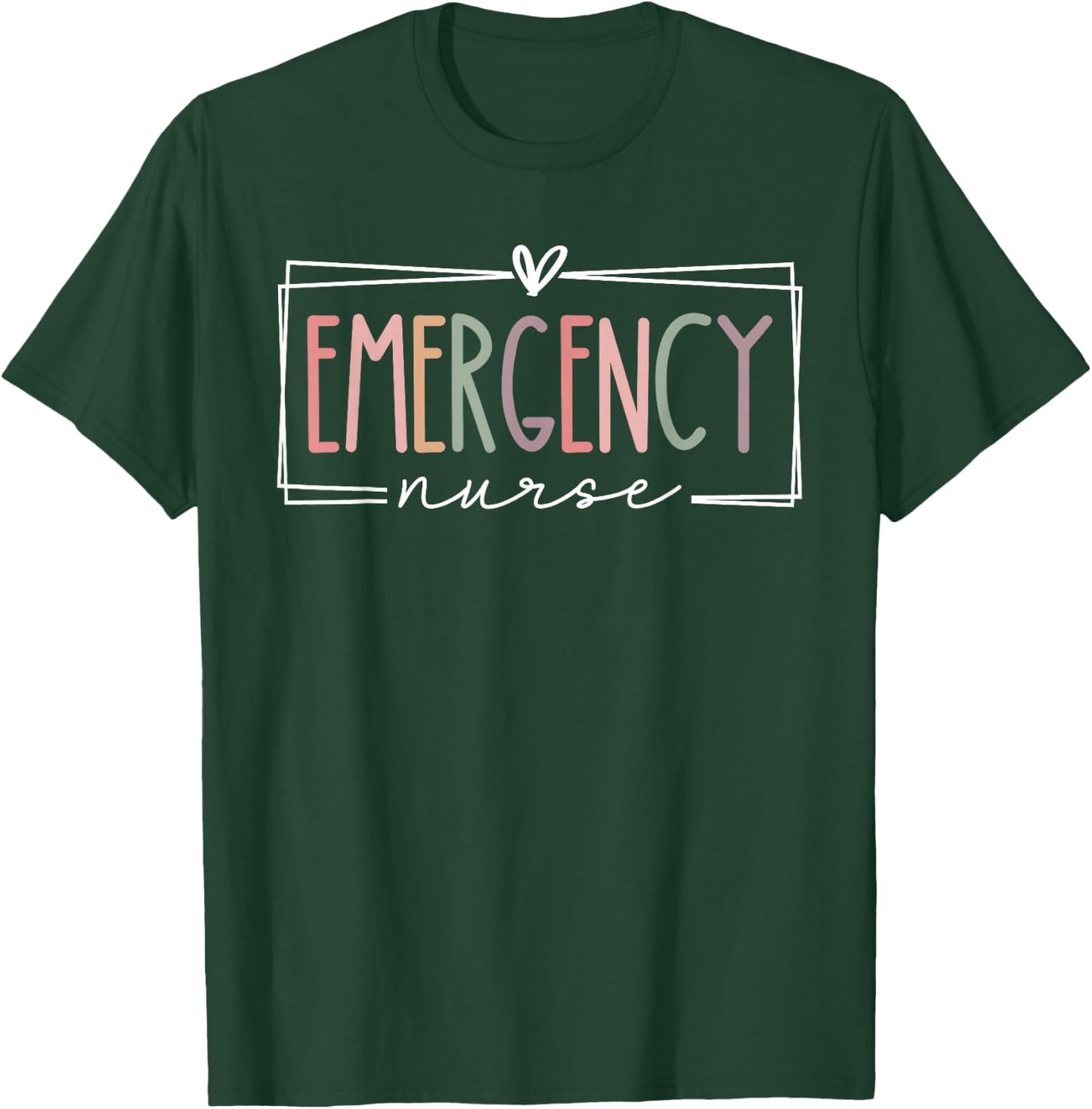 ER Nursing Emergency Nurse For Nurses Women Funny Retro T-Shirt - T-Shirt | Forest