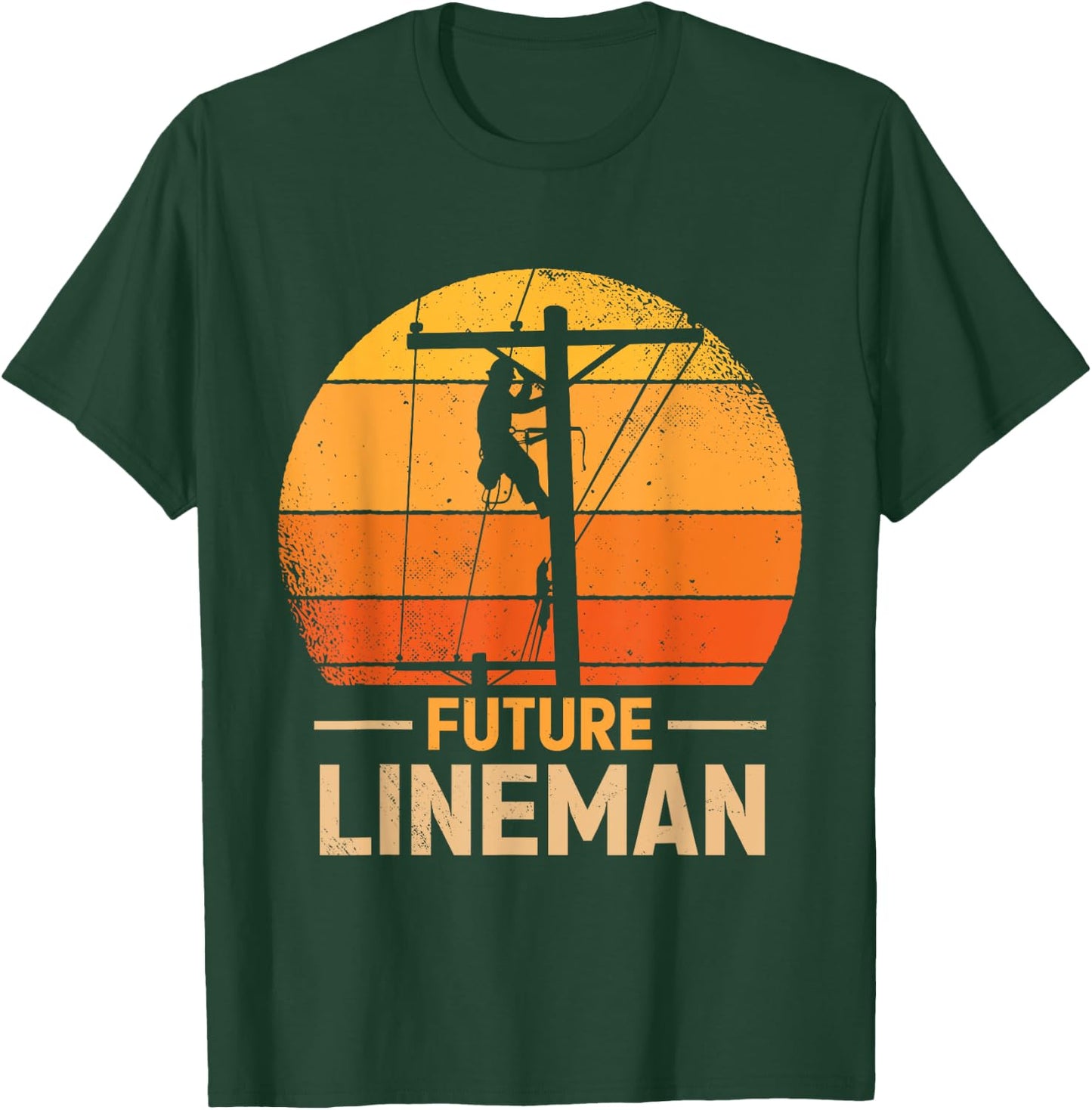 Funny Future Lineman Costume Lineworker Electrical Lineman T-Shirt - T-Shirt | Forest