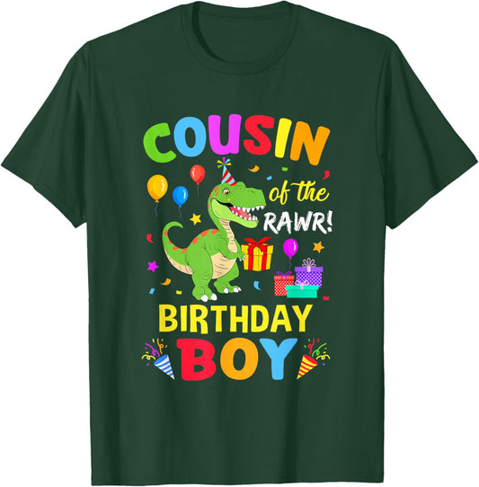 Cousin Of The Birthday Boy T-Rex Funny Dinosaur Boy Party T-Shirt - T-Shirt | Forest