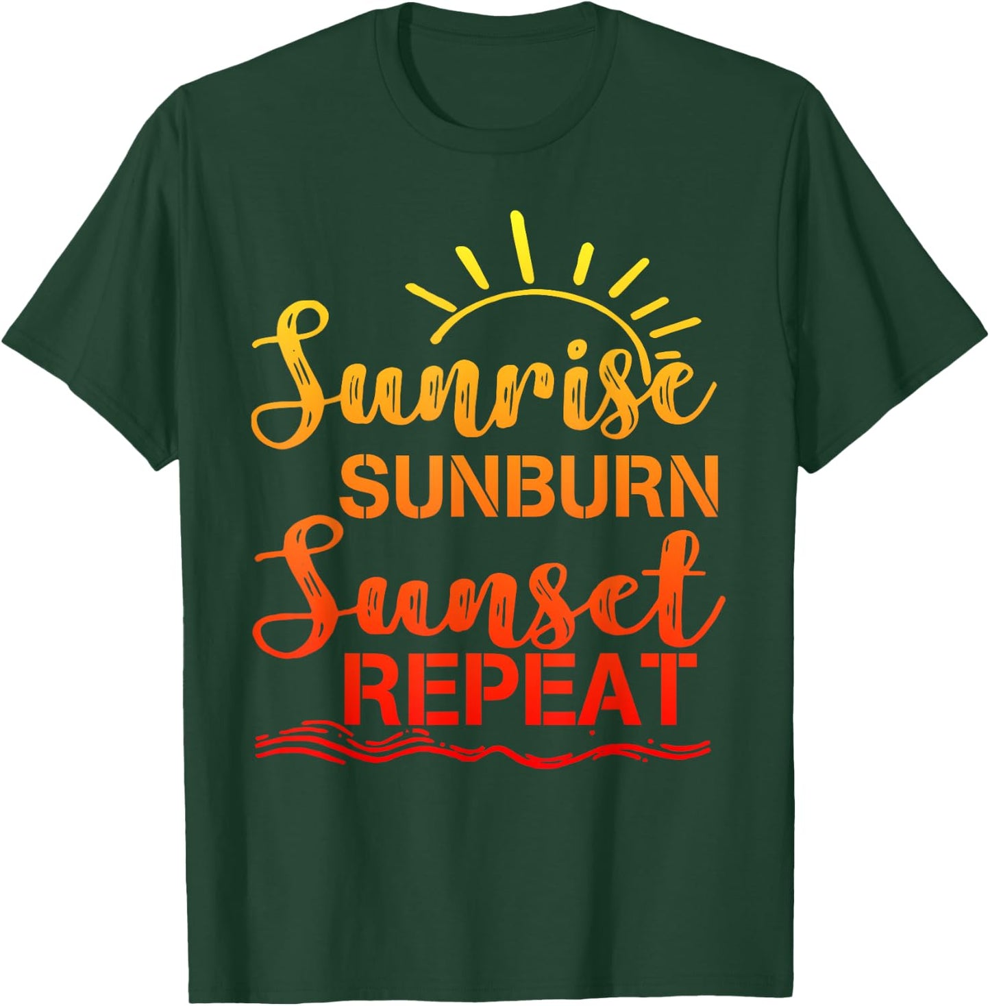 Sunrise Sunburn Sunset Repeat Retro Summer Men Women Girls Kids T-Shirt - T-Shirt | Forest