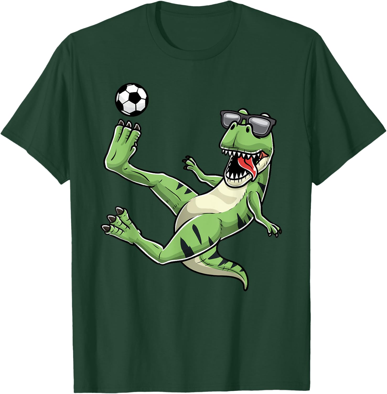 T-Rex Playing Soccer Dinosaur Soccer Player T-Shirt - T-Shirt | Forest