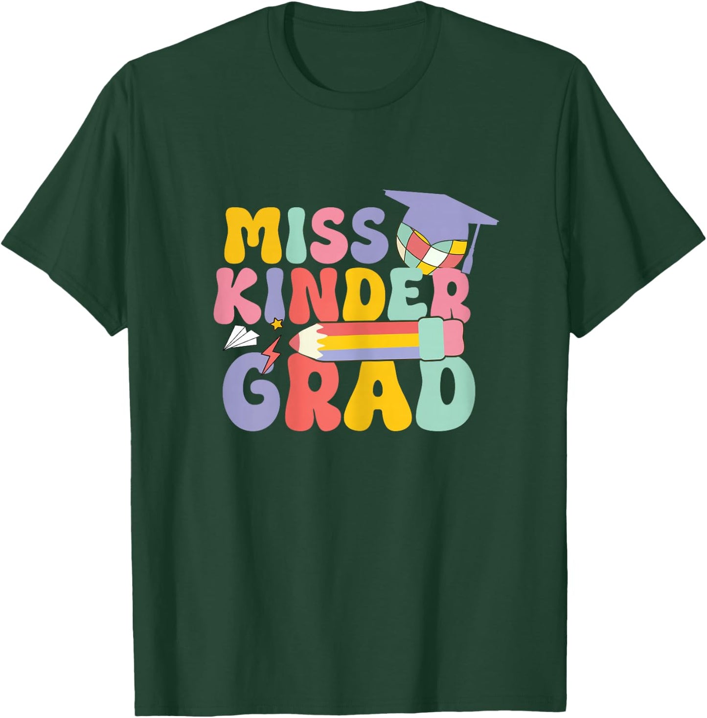 Kindergarten Graduation Groovy Miss Kinder Grad for Girls T-Shirt - T-Shirt | Forest