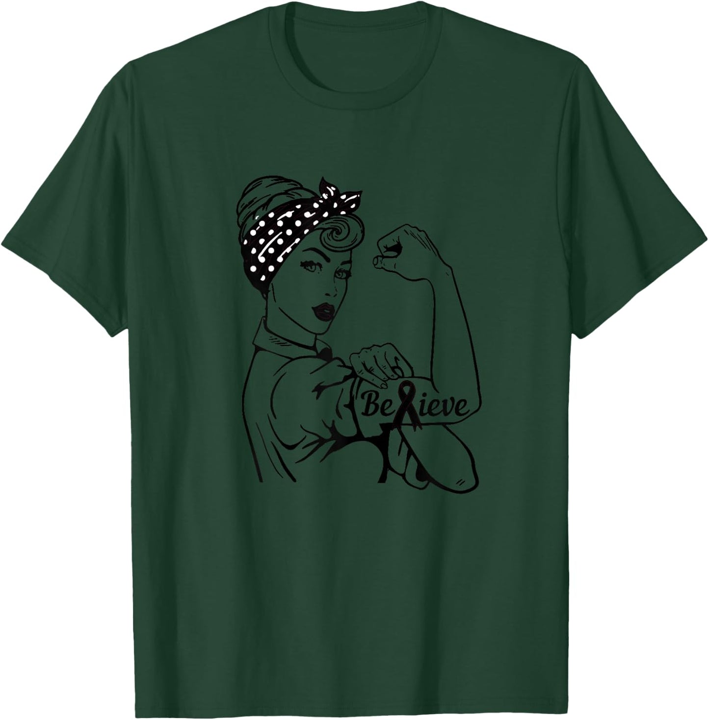 Melanoma Skin Cancer Awareness Month Woman Black Ribbon T-Shirt - T-Shirt | Forest