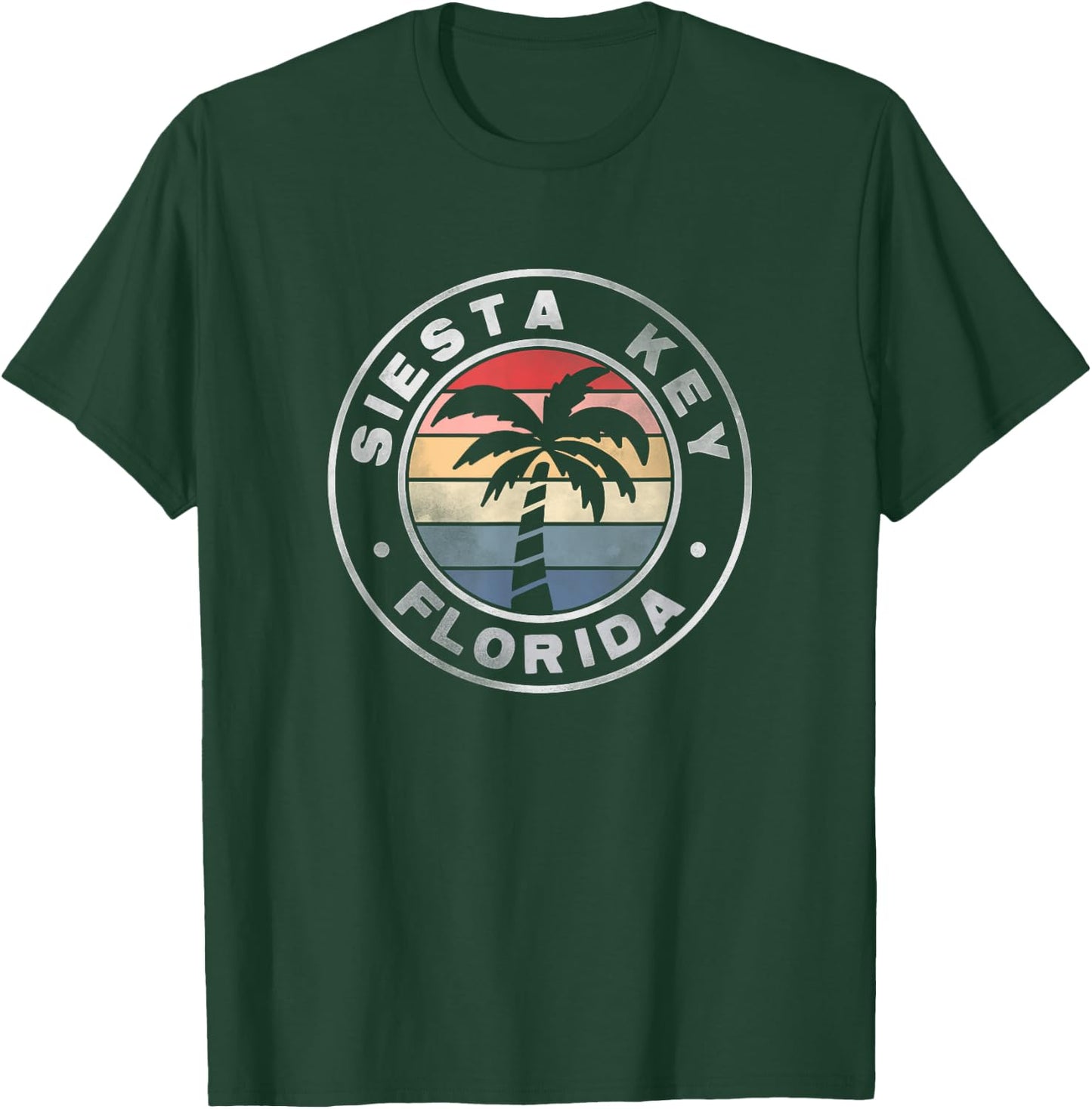 Siesta Key Florida Sunset Palm Trees Beach Retro T-Shirt - T-Shirt | Forest
