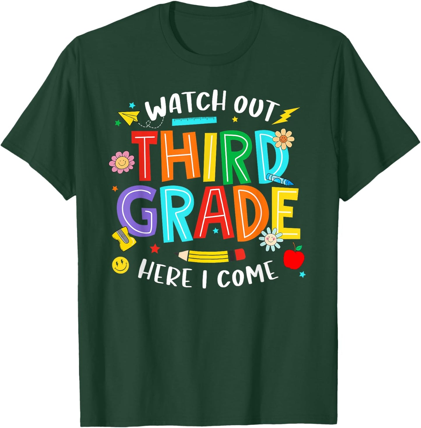 Watch Out Third Grade Here I Come 3rd Grade Back To School T-Shirt - T-Shirt | Forest