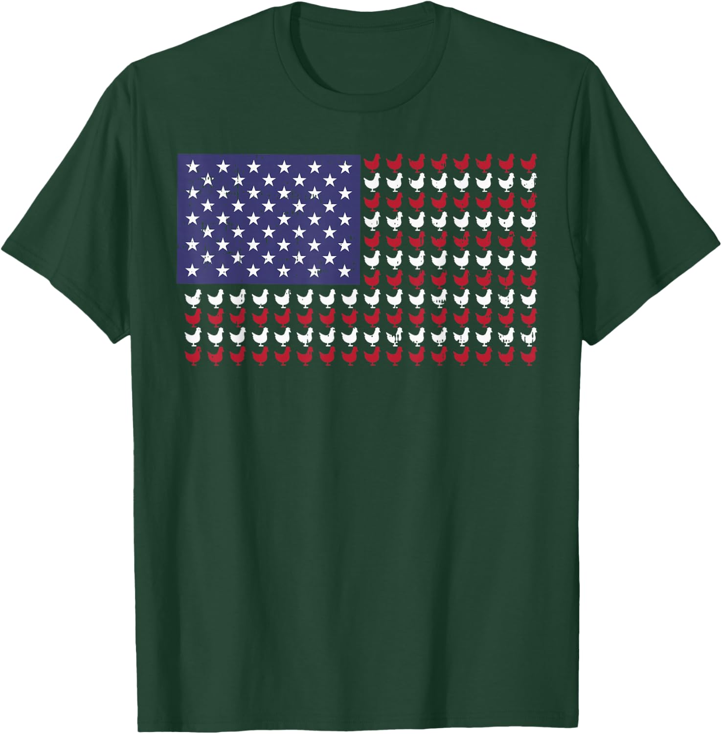4th Of July US Flag Chickens Farm Patriotic Men Women Kids T-Shirt - T-Shirt | Forest