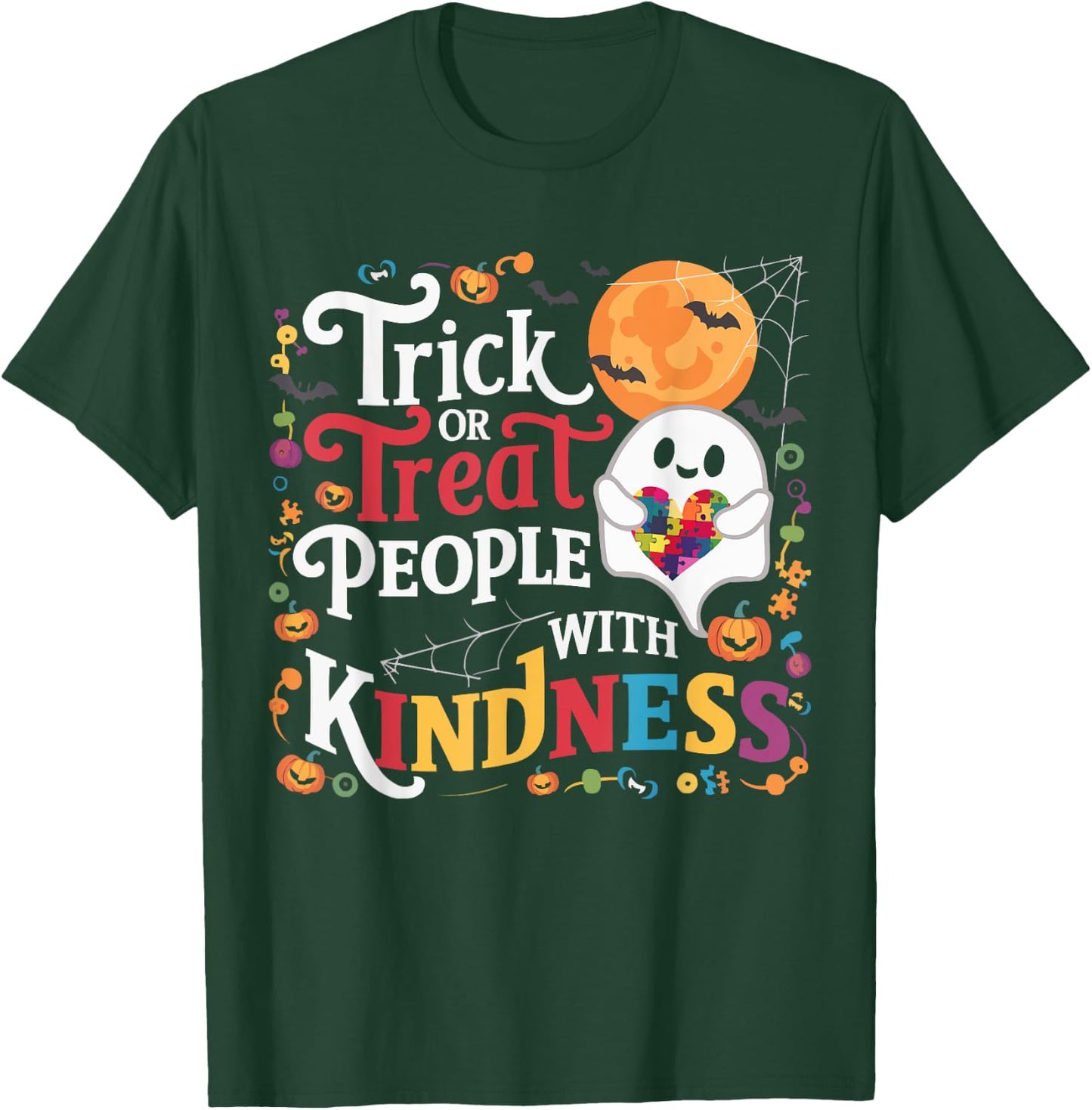Support Autism Halloween Spooky Autistic Trick Or Treat T-Shirt - T-Shirt | Forest