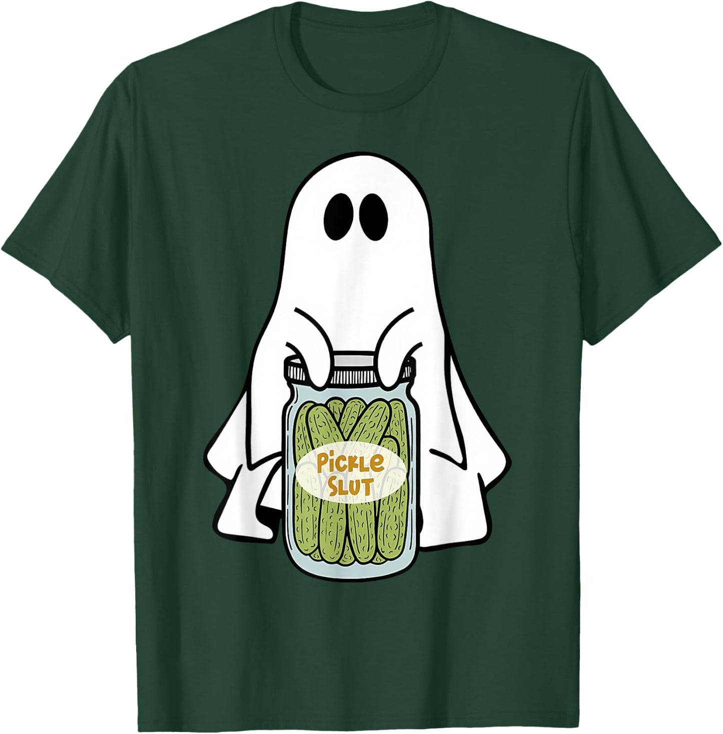 Pickle Slut Cute Ghost Vintage Canned Pickles Halloween T-Shirt - T-Shirt | Forest