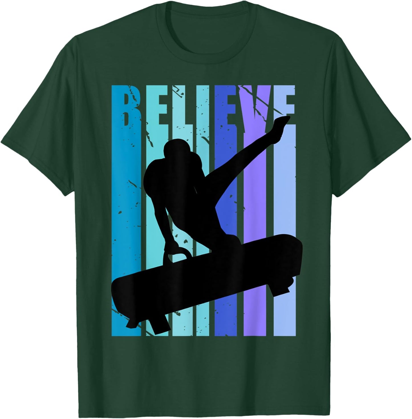 Believe Retro Gymnastics Pommel Horse Gymnasts Coach T-Shirt - T-Shirt | Forest