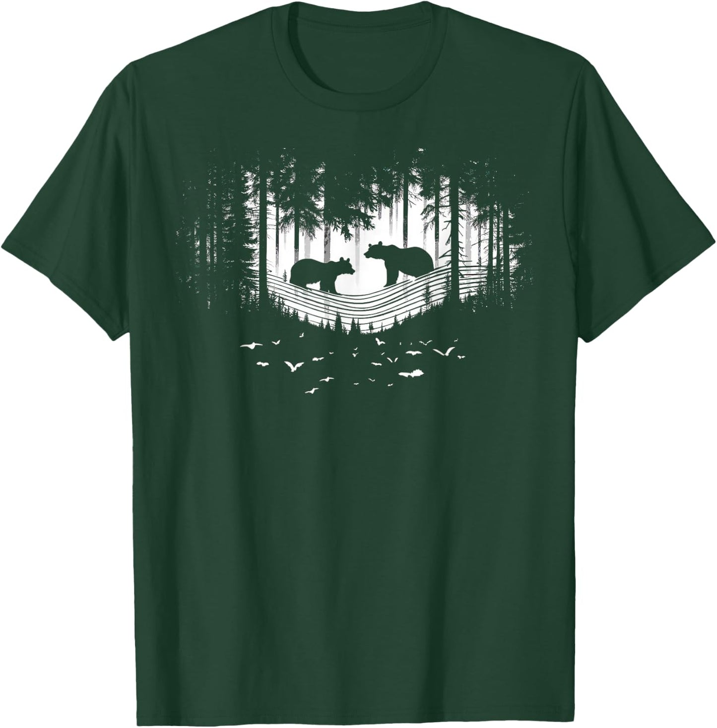 Retro Wilderness Bear Trees Reflection Outdoor Forest T-Shirt - T-Shirt | Forest