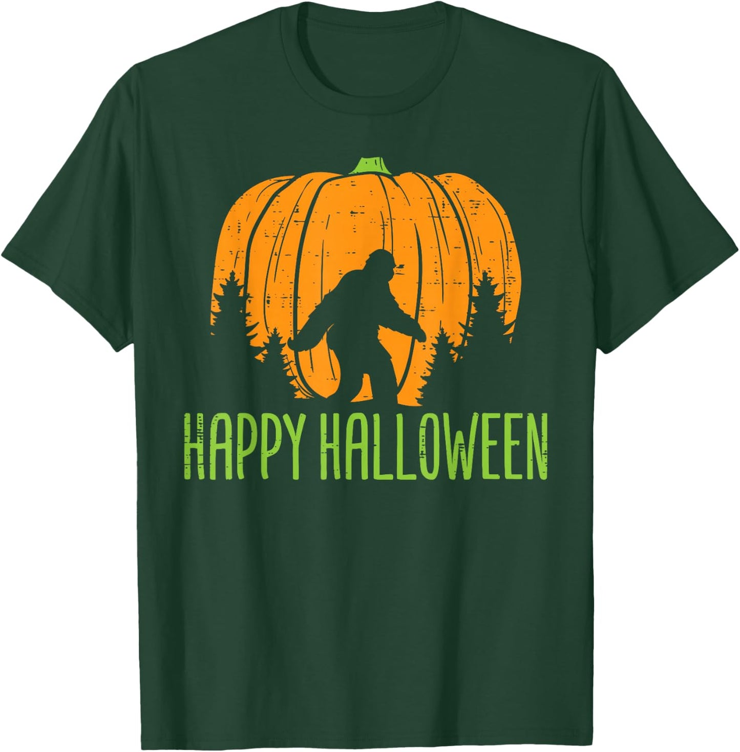 Happy Halloween Bigfoot Pumpkin Sasquatch Men Women Kids T-Shirt - T-Shirt | Forest