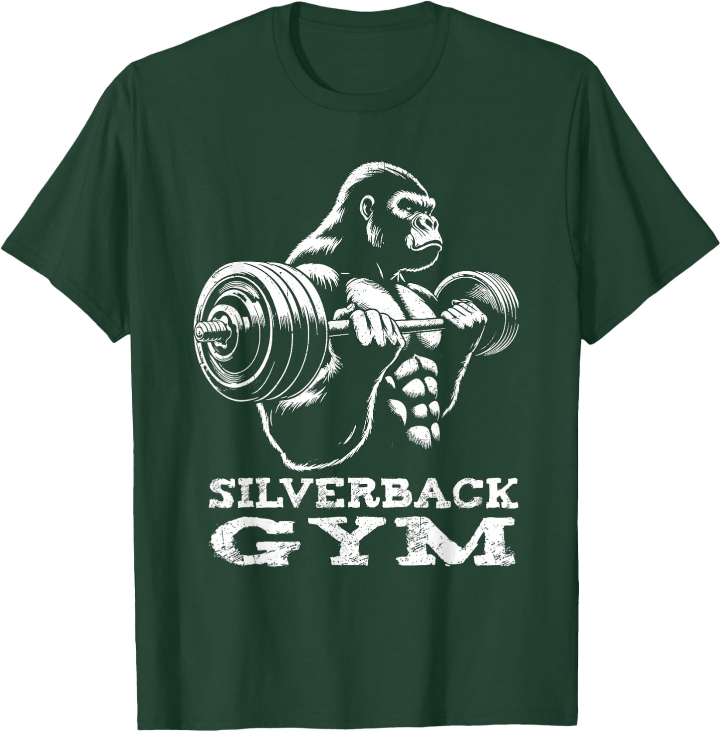 Silverback Gym Gorilla Weightlifting Workout Fitness Grunge T-Shirt - T-Shirt | Forest