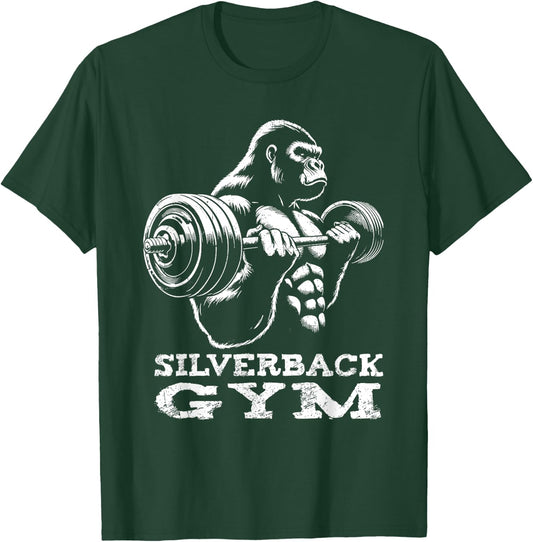 Silverback Gym Gorilla Weightlifting Workout Fitness Grunge T-Shirt - T-Shirt | Forest