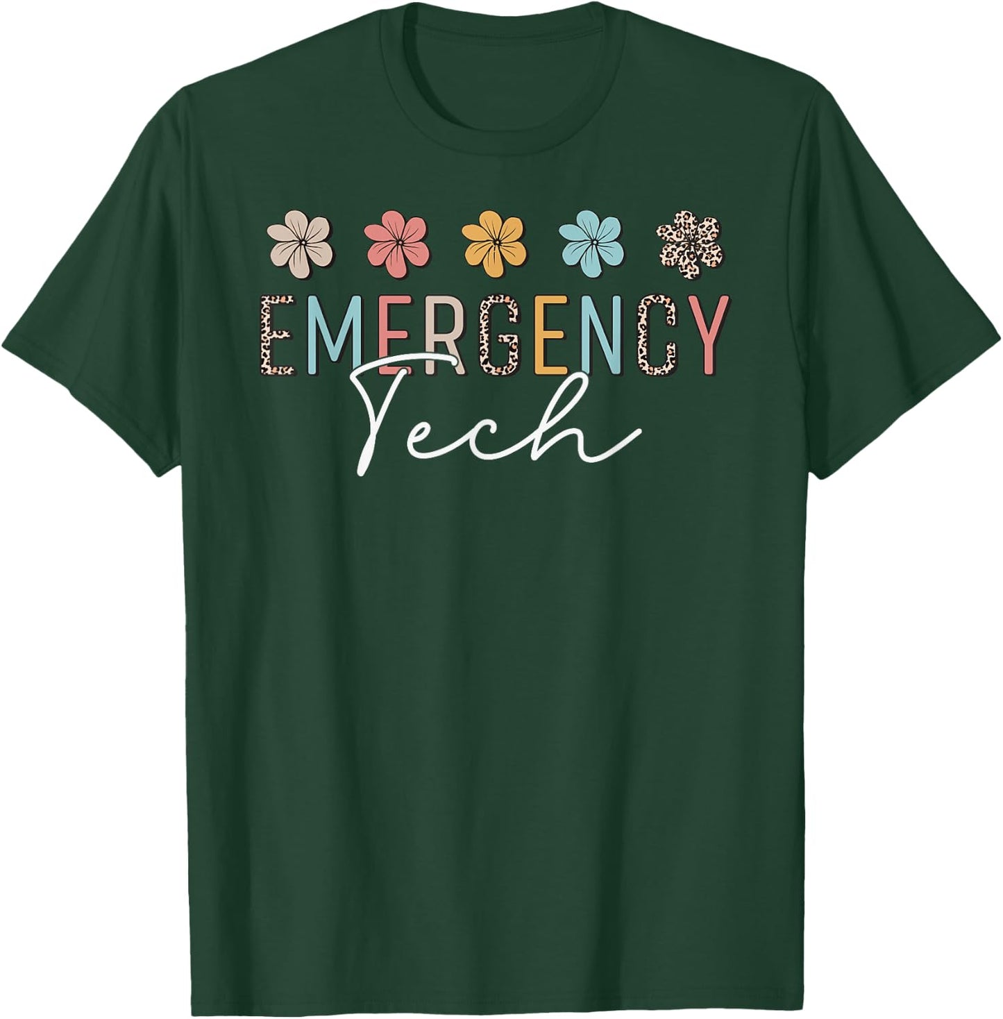 ER Tech Emergency Department Technician ED Room Floral Cute T-Shirt - T-Shirt | Forest