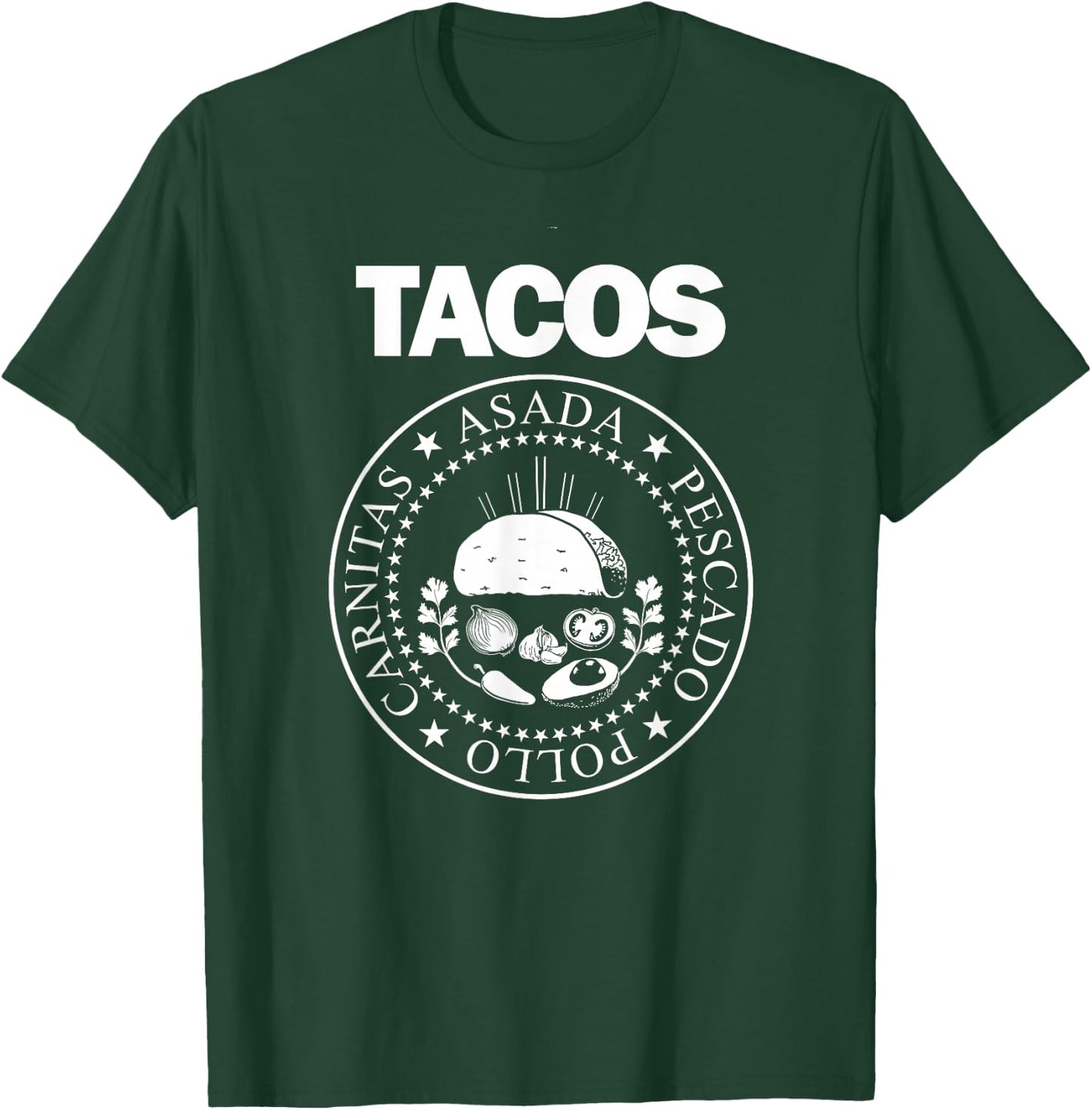 TACOS Asada Pollo Pescado Carnitas Presidential Seal T-Shirt - T-Shirt | Forest