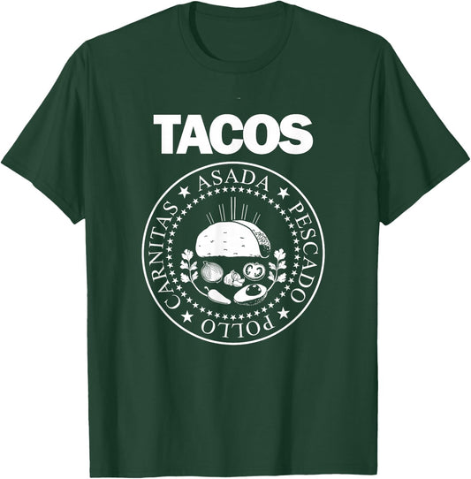 TACOS Asada Pollo Pescado Carnitas Presidential Seal T-Shirt - T-Shirt | Forest