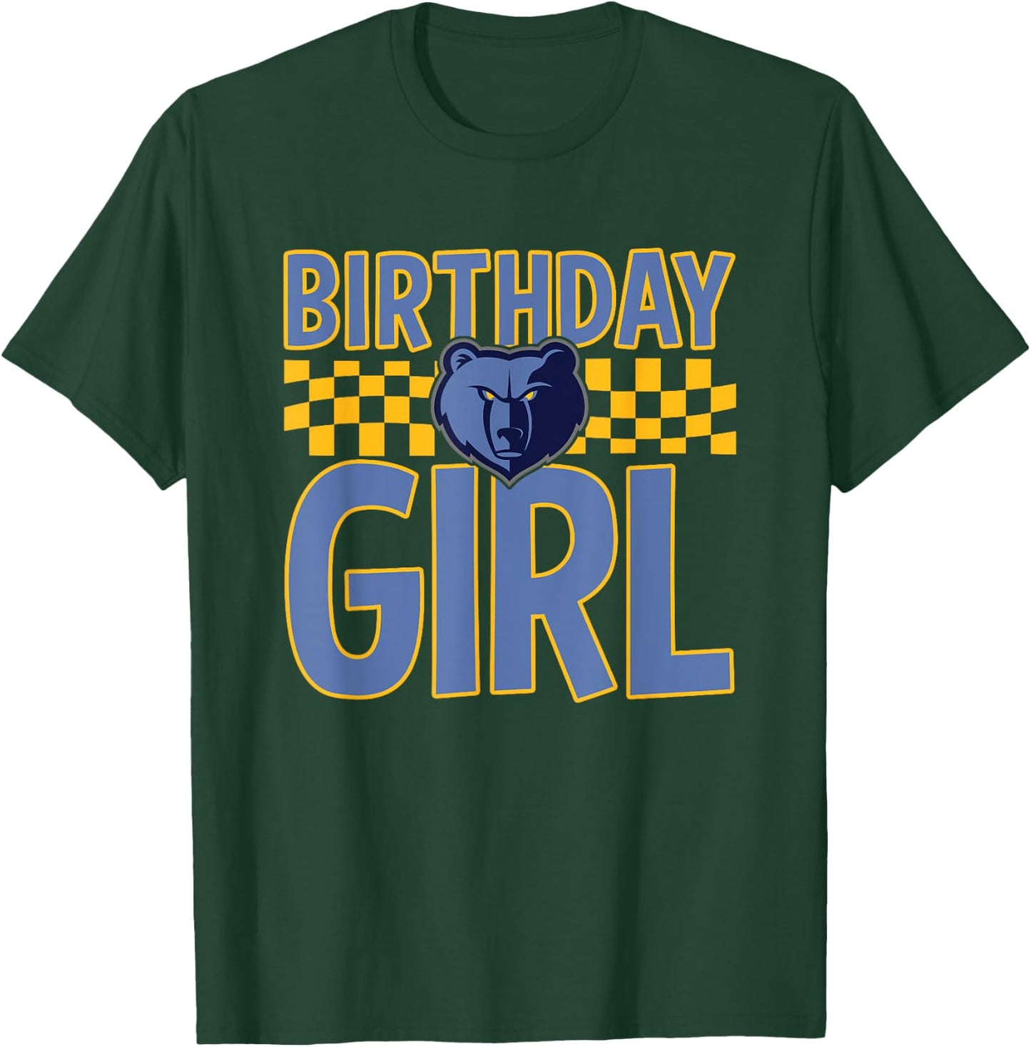 NBA Memphis Grizzlies Birthday Girl Checkered Logo T-Shirt - T-Shirt | Forest