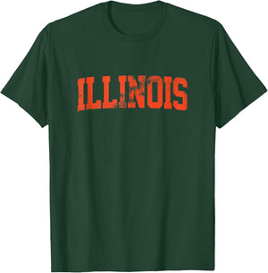 Retro Illinois IL Souvenir Vintage Illinois Orange Throwback T-Shirt - T-Shirt | Forest