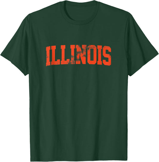 Retro Illinois IL Souvenir Vintage Illinois Orange Throwback T-Shirt - T-Shirt | Forest