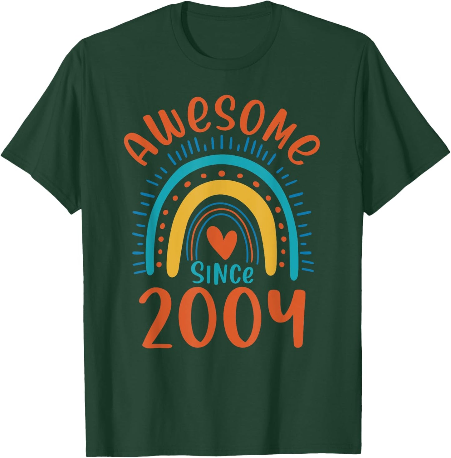 19th Birthday Rainbow Gifts Born In 2004 Awesome Since 2004 T-Shirt - T-Shirt | Forest