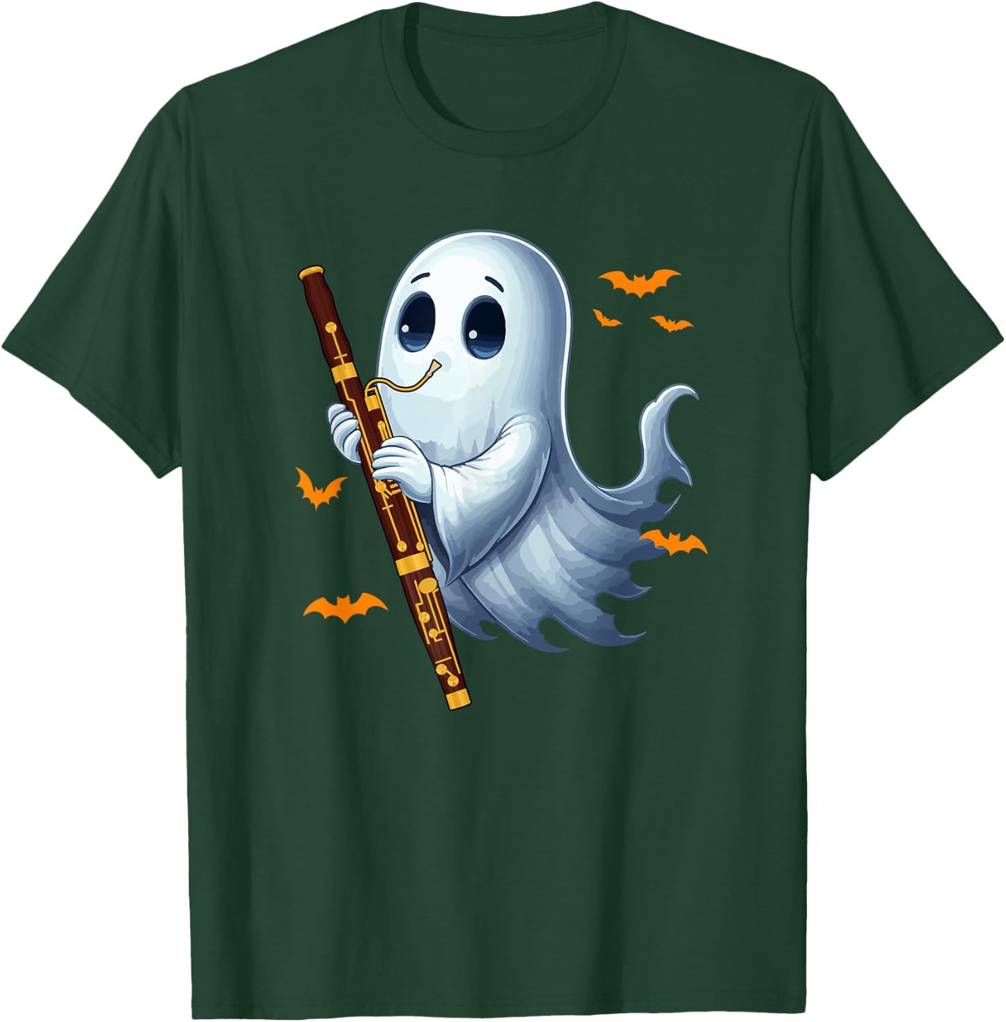 Boo Ghost Playing Bassoon Halloween Musical Instrument T-Shirt - T-Shirt | Forest