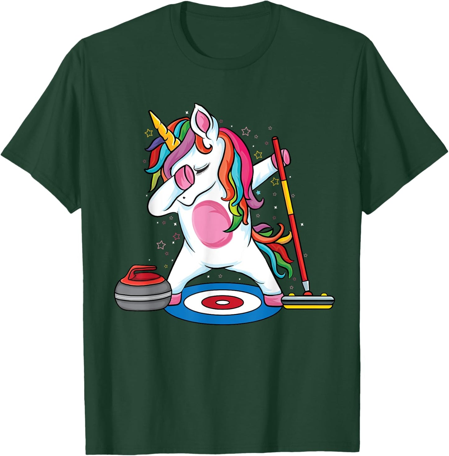 Magical Dabbing unicorn curling Player ice Sports Curling T-Shirt - T-Shirt | Forest