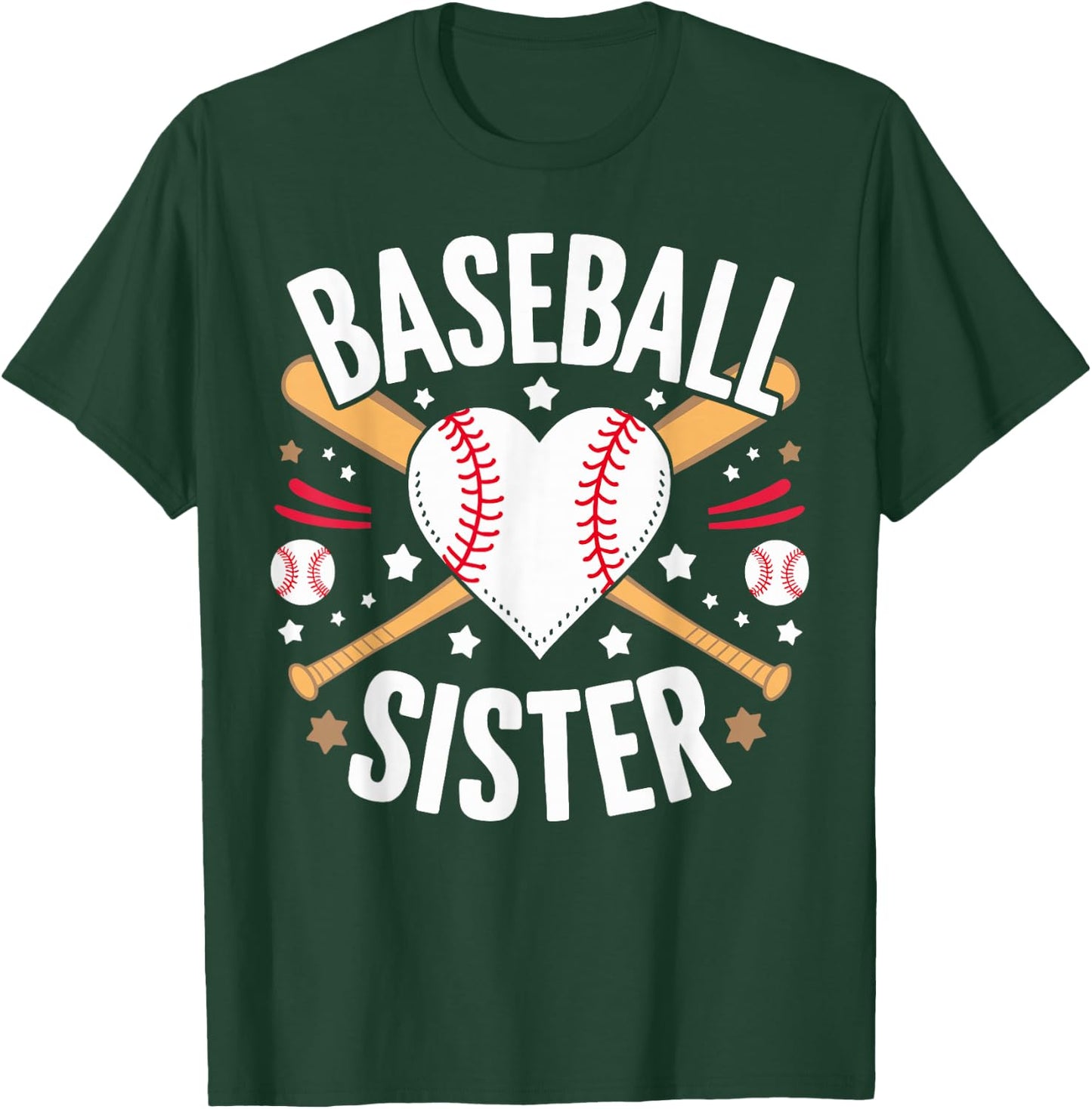Funny Sister Baseball Sister T-Shirt - T-Shirt | Forest