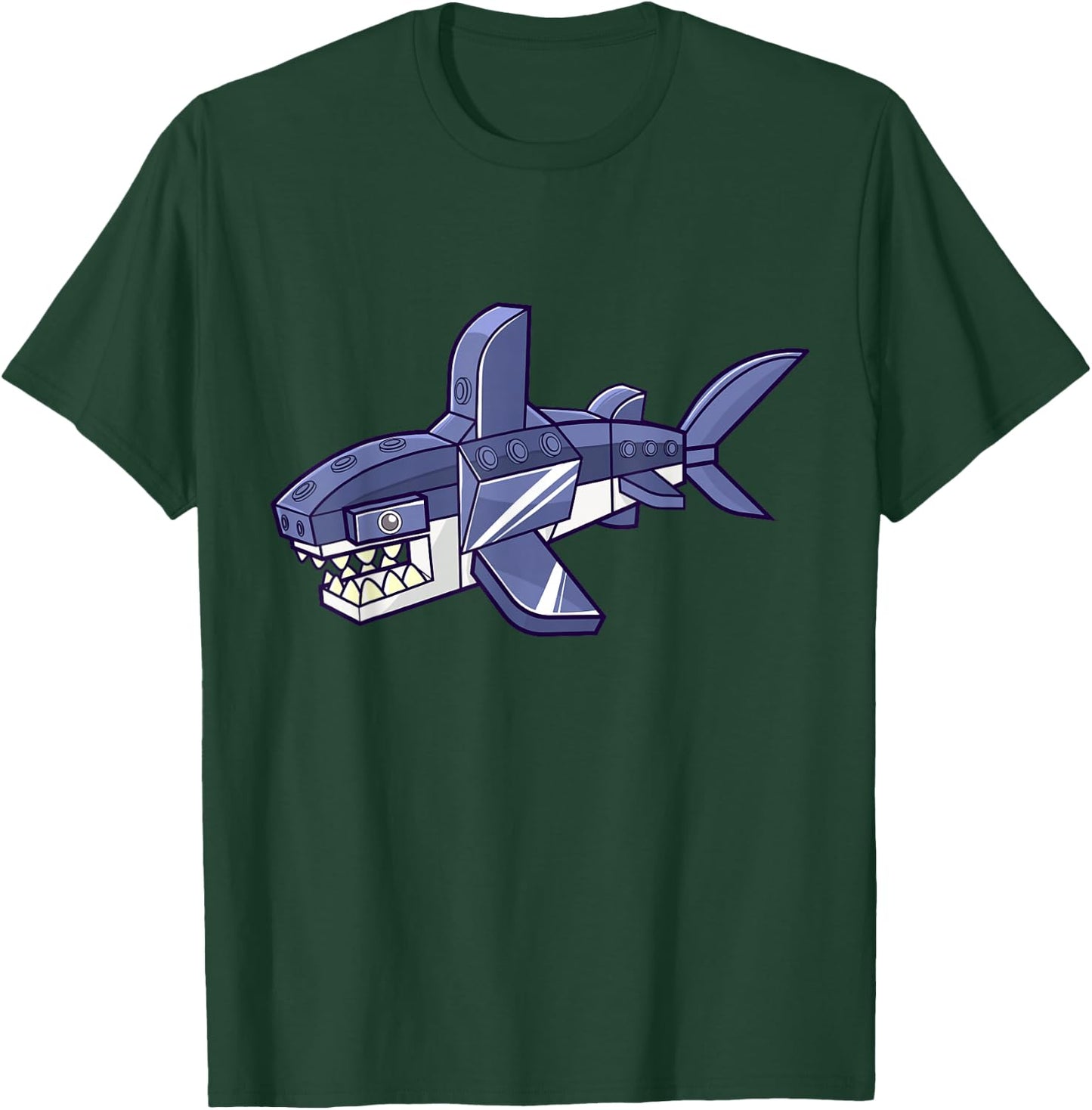 Shark Master Builder Building Blocks Boys Kids T-Shirt - T-Shirt | Forest