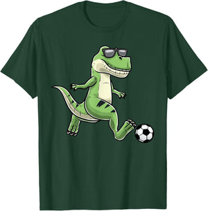 T-Rex Playing Soccer Dinosaur Soccer Player T-Shirt - T-Shirt | Forest