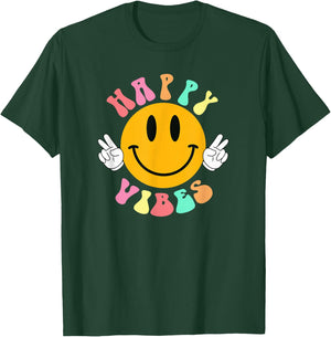Happy Vibes Funny Message Saying Quote Men Women Happiness T-Shirt - T-Shirt | Forest