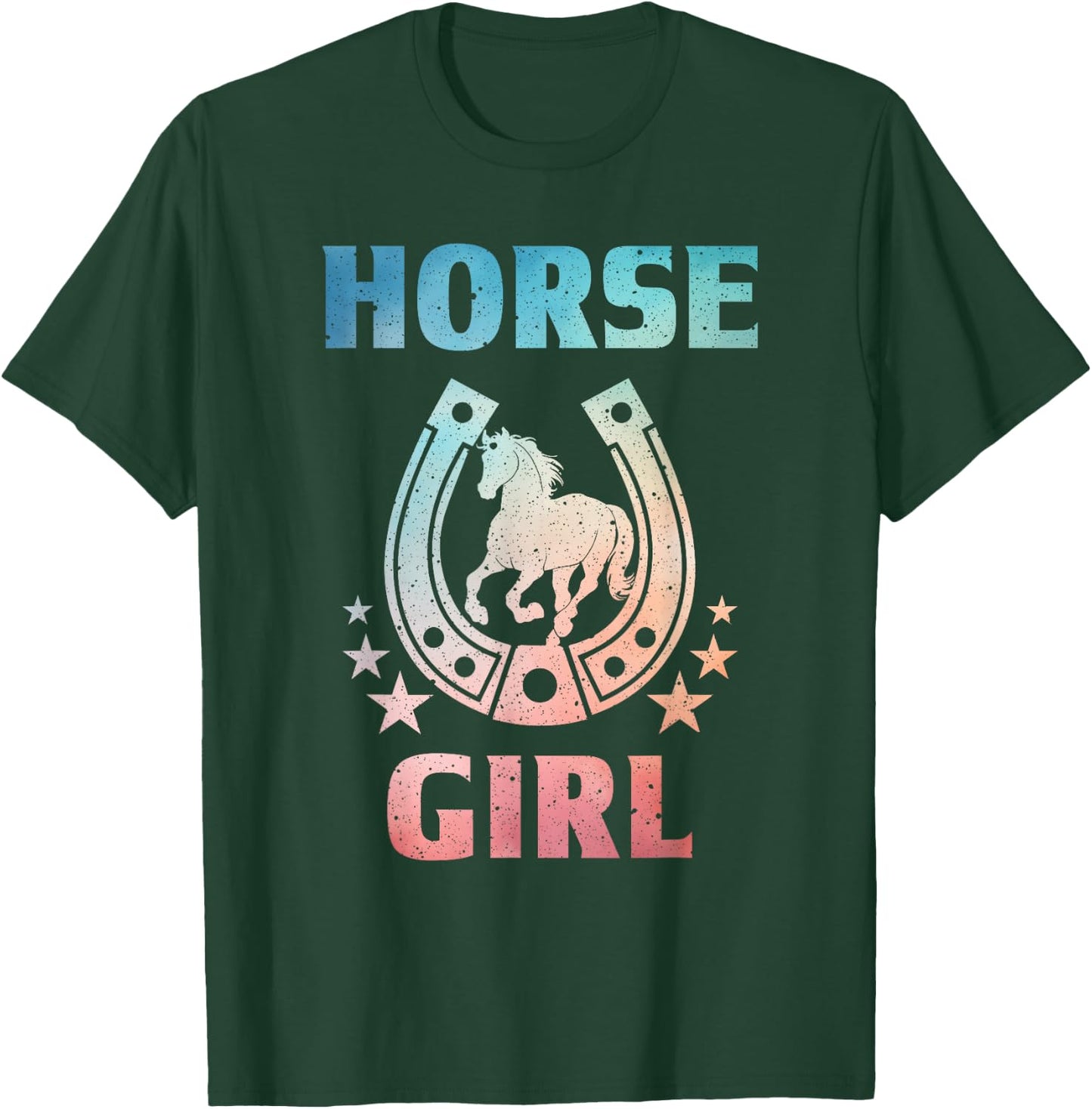 Horse Art Girls Kids Horseback Riding Equestrian T-Shirt - T-Shirt | Forest