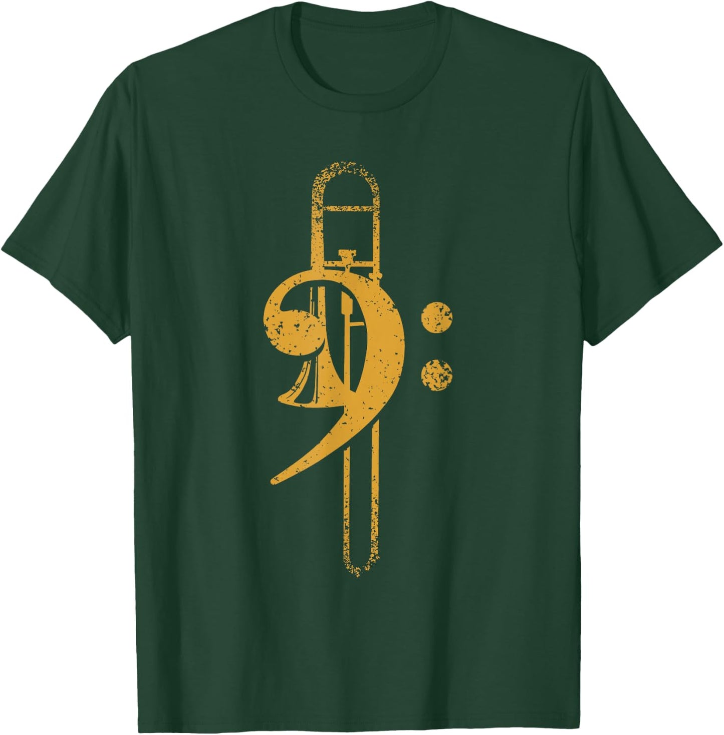 Vintage Bass Clef Trombone T-Shirt - T-Shirt | Forest