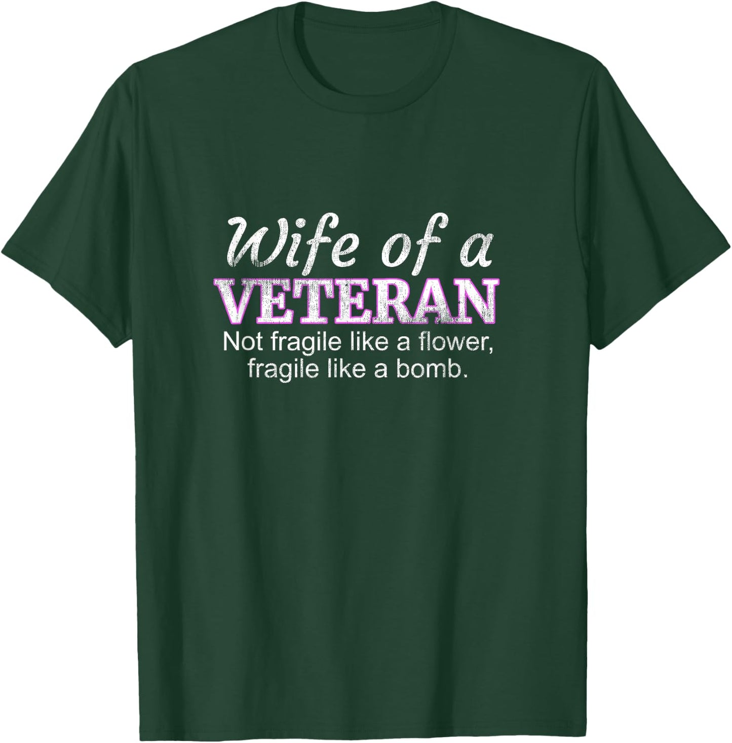 Wife Of A Veteran Military Support Husband Flower T-Shirt - T-Shirt | Forest