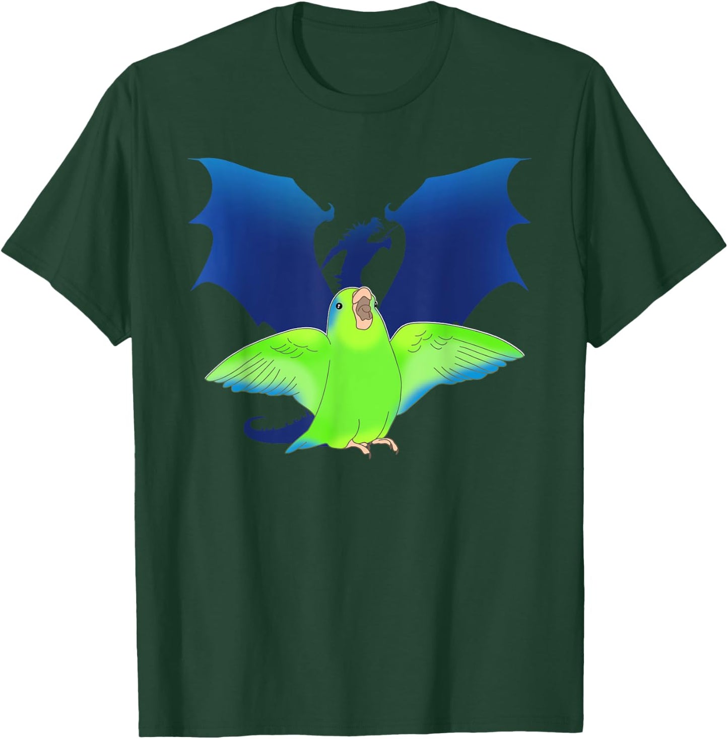 Dragon Shadow Green Parrotlet Funny Birb merch Parrot Kawaii T-Shirt - T-Shirt | Forest