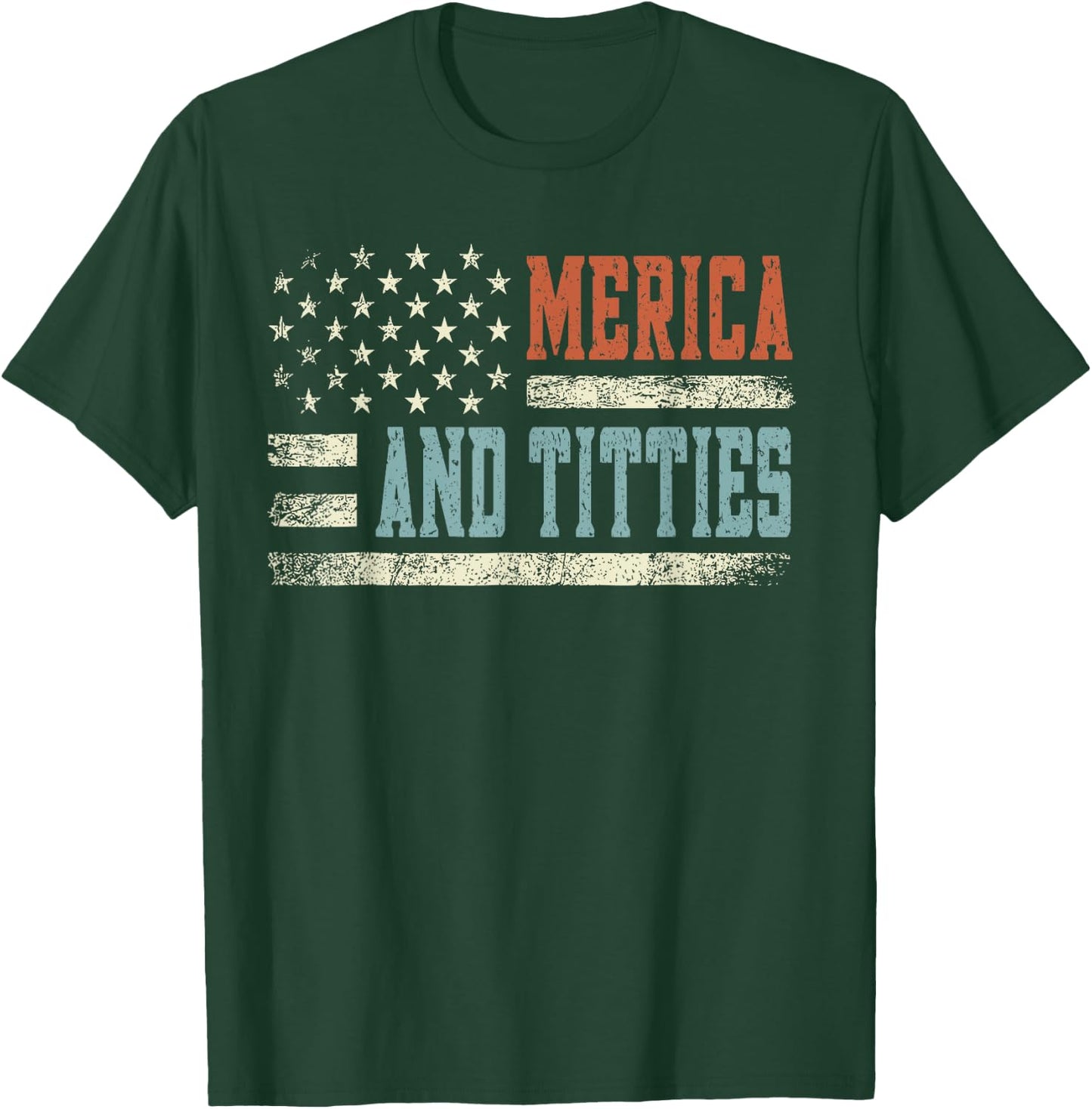Merica And Titties 4th Of July Sunglasses Us Flag Men T-Shirt - T-Shirt | Forest