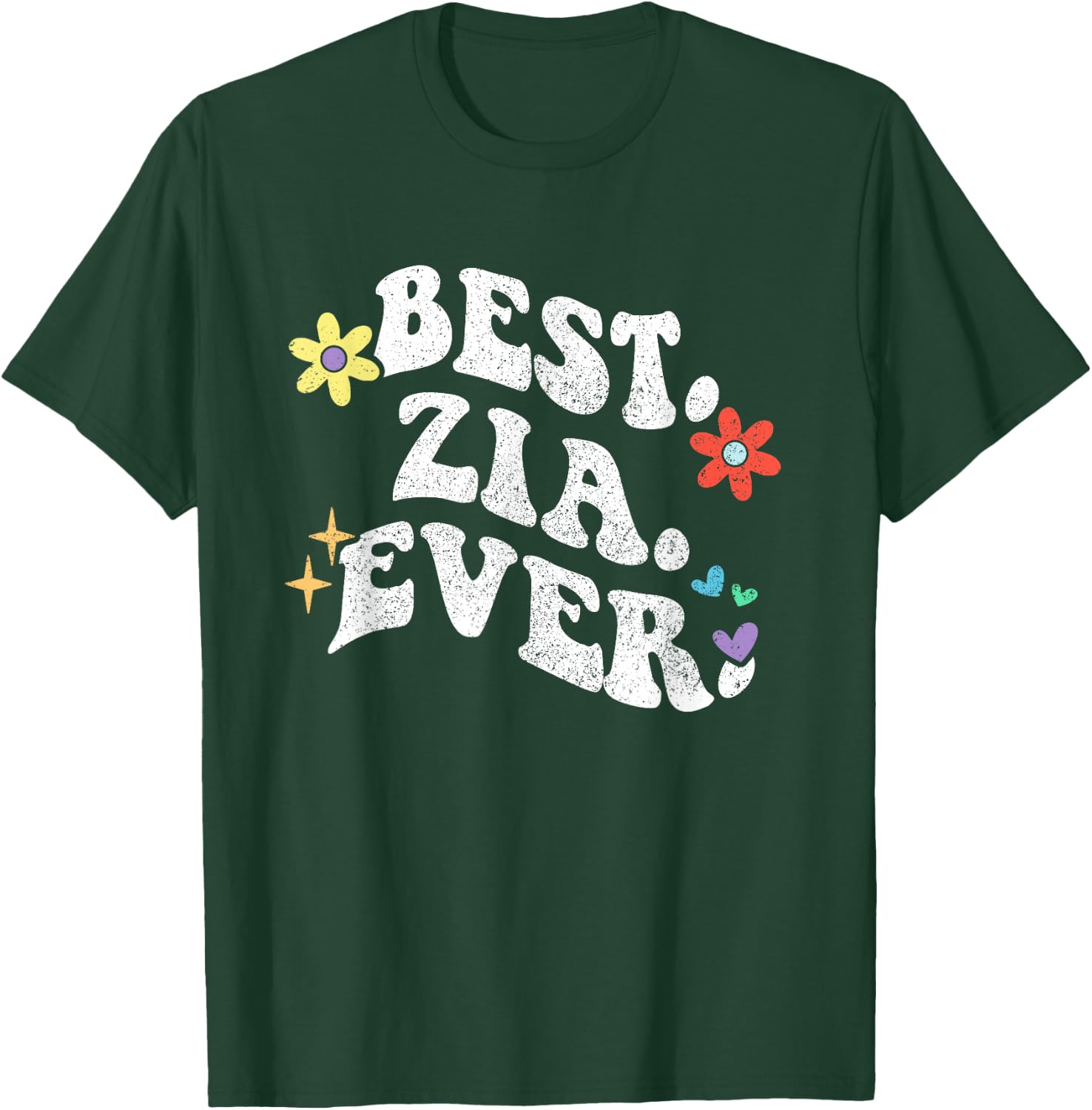 Retro Groovy Best ZIA Ever First Name Mother's Day Girl T-Shirt - T-Shirt | Forest