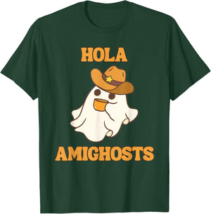 Hola Amighosts Funny Spanish Halloween Cowboy Ghost T-Shirt - T-Shirt | Forest