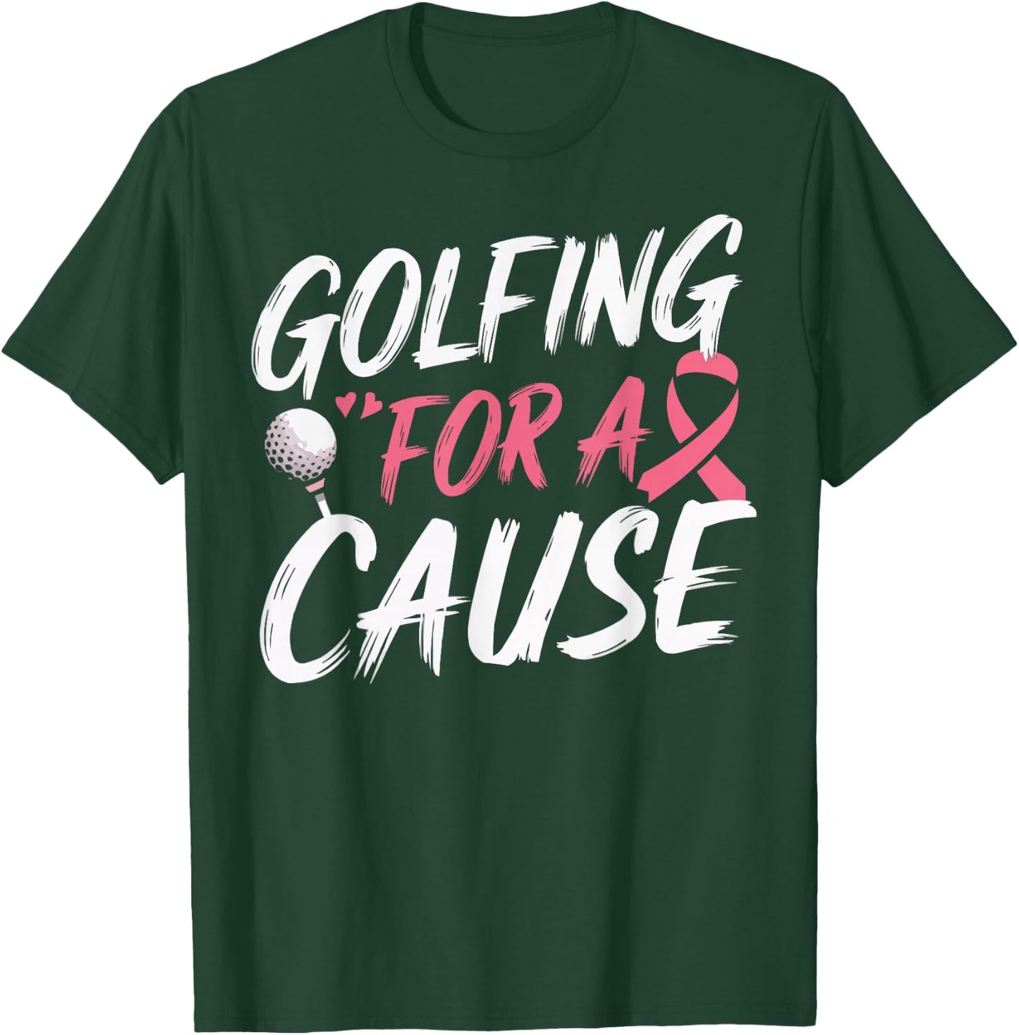 Golf Breast Cancer Awareness Month Golfer Pink Ribbon T-Shirt - T-Shirt | Forest