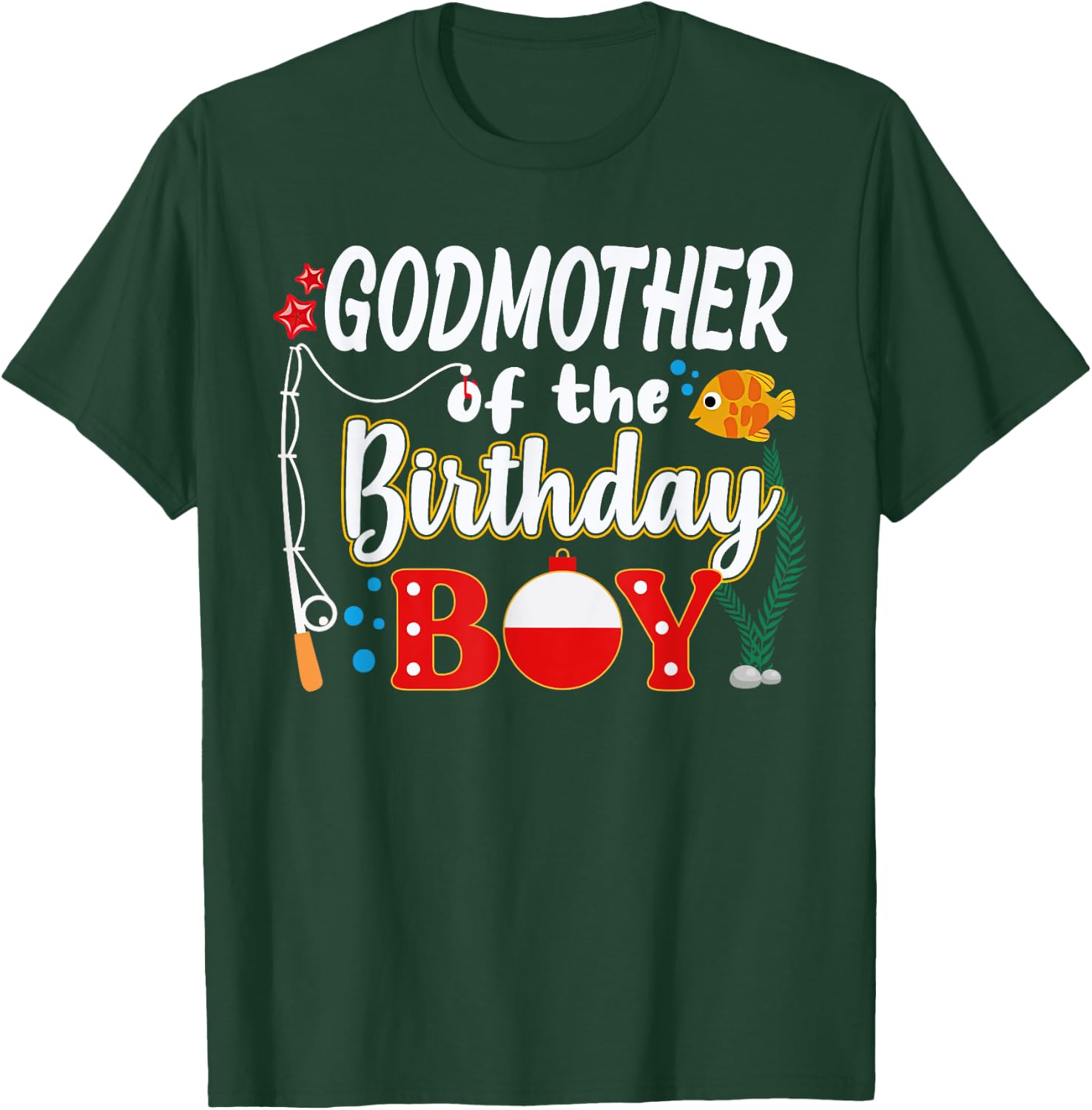 Godmother of The Birthday Boy Fishing Family Matching Bday T-Shirt - T-Shirt | Forest