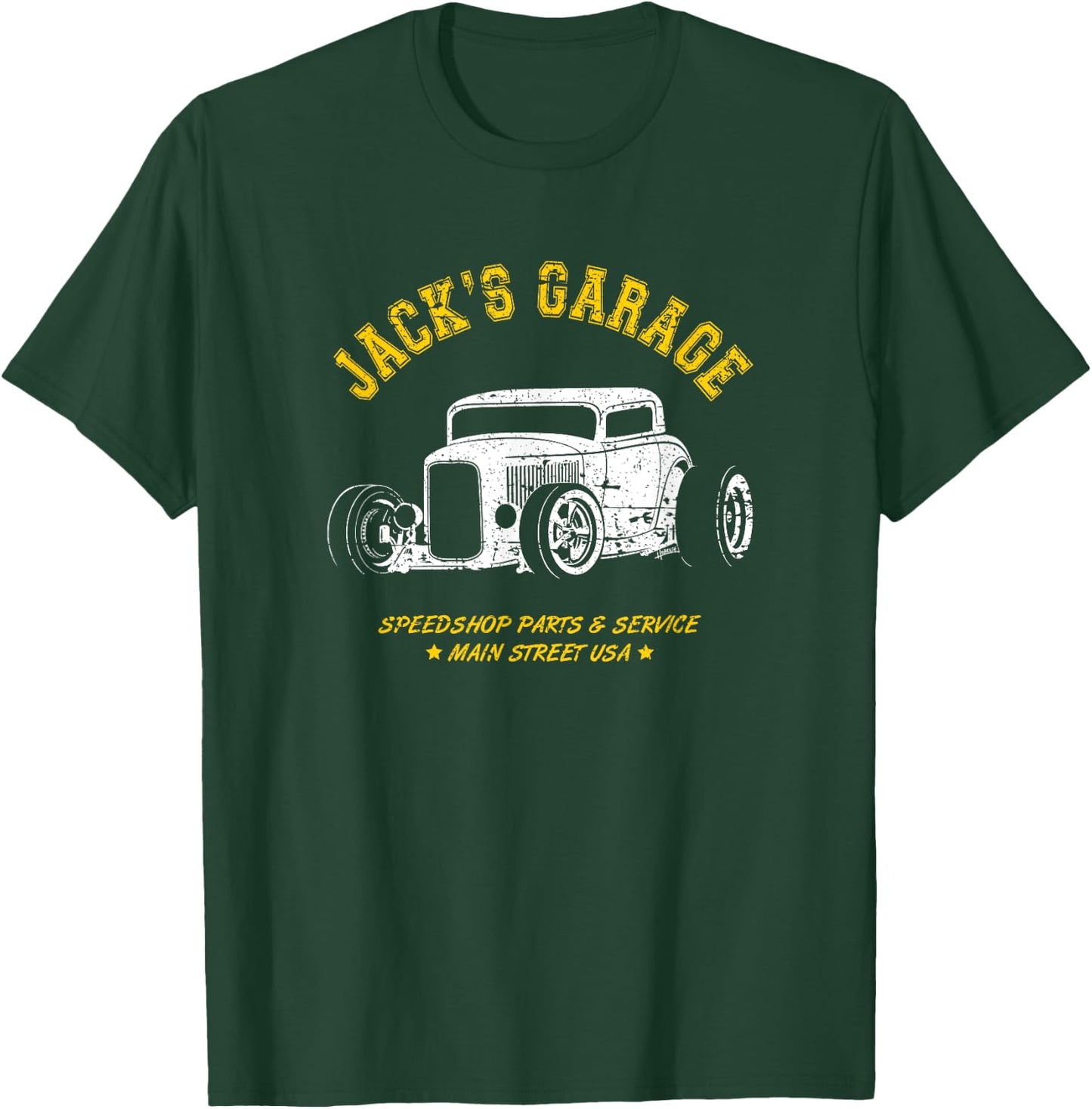 Jack's Garage Hotrod Car Design for the Name Jack T-Shirt - T-Shirt | Forest