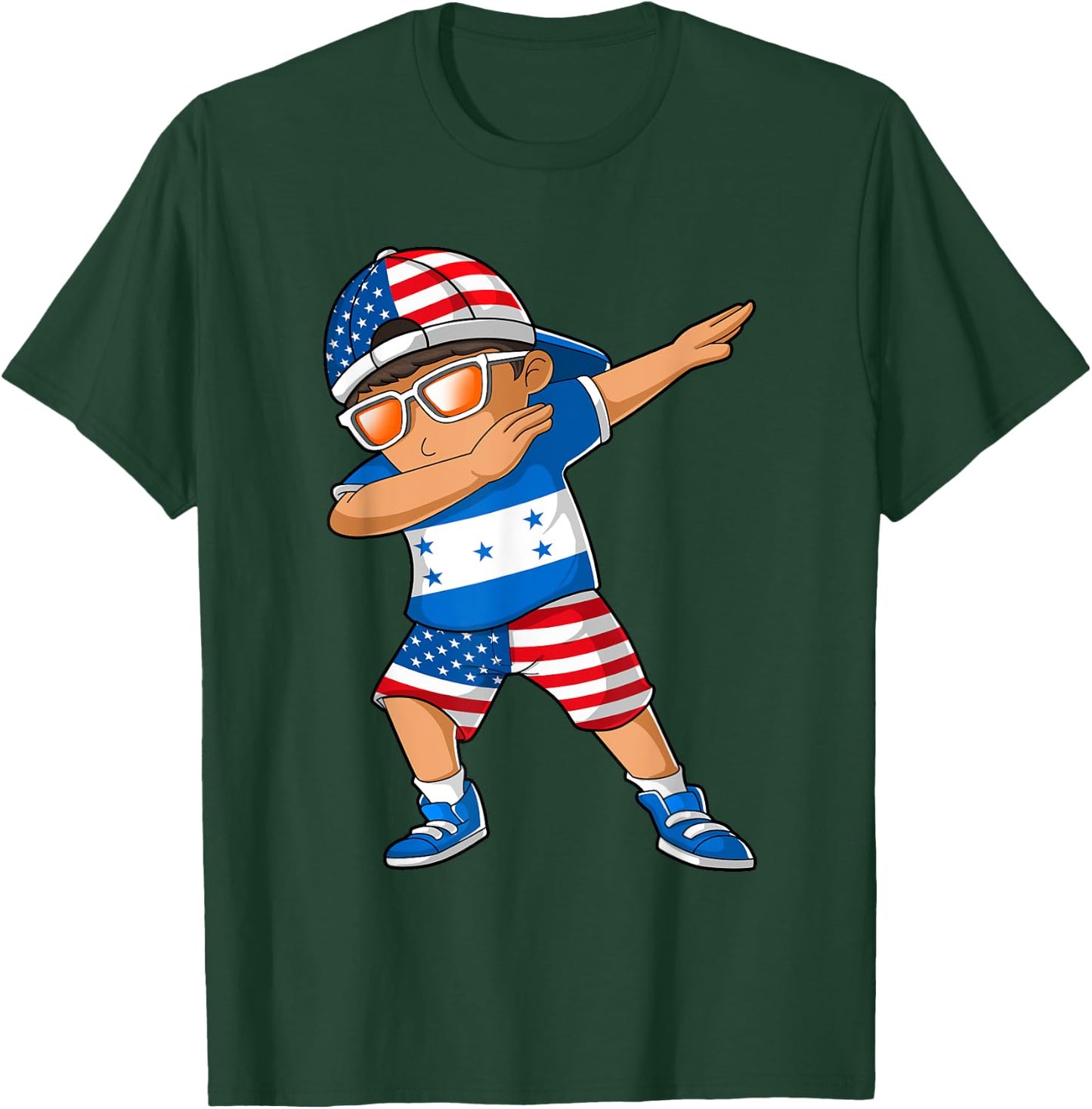 Half American Half Honduran Boy Kid Honduras Flag Patriotic T-Shirt - T-Shirt | Forest