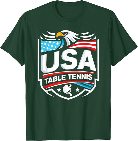 USA Table Tennis T-Shirt - T-Shirt | Forest