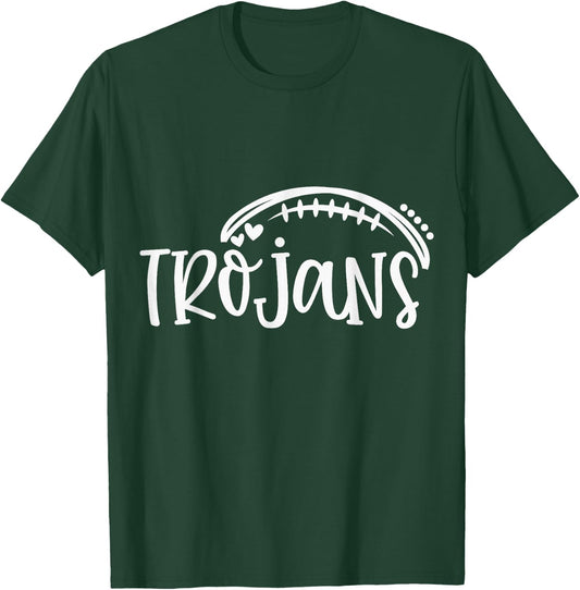 Trojans Pride Football School Spirit Game Day T-Shirt - T-Shirt | Forest