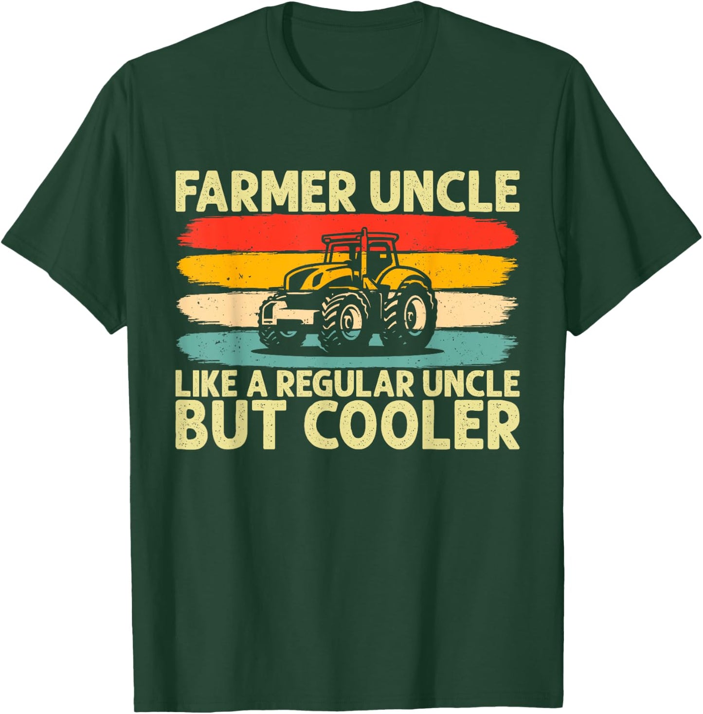 Farmer Uncle Design Tractor Farming Uncle T-Shirt - T-Shirt | Forest