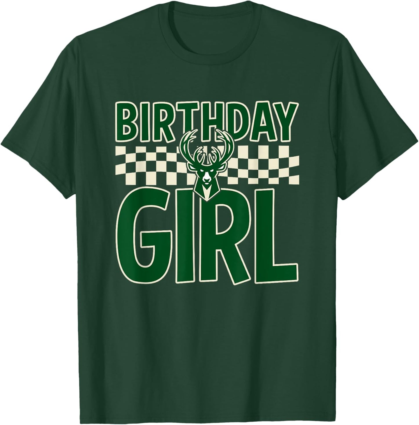 NBA Milwaukee Bucks Birthday Girl Checkered Logo T-Shirt - T-Shirt | Forest