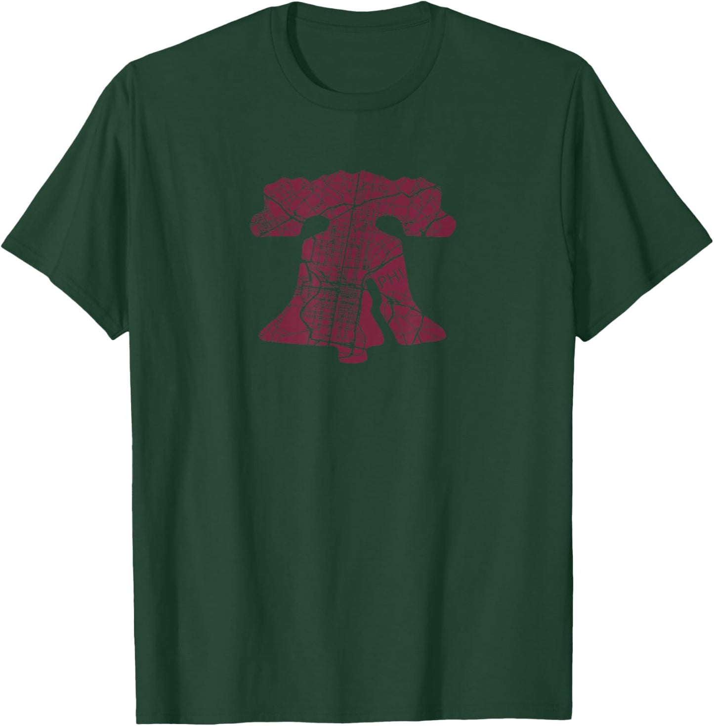Philadelphia Street Map Liberty Bell Vintage Maroon Philly T-Shirt - T-Shirt | Forest