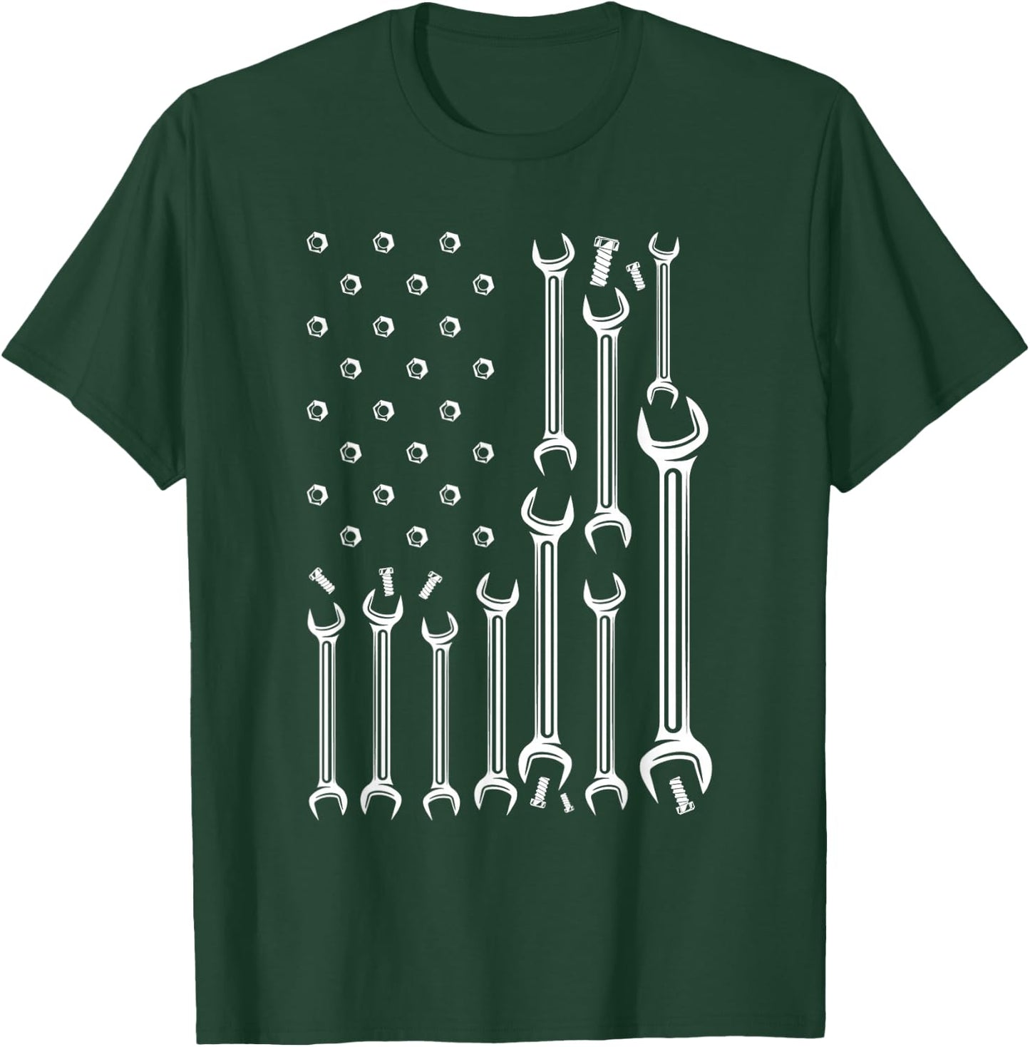 American Flag USA Mechanic Wrenches Tools Gift T-Shirt - T-Shirt | Forest