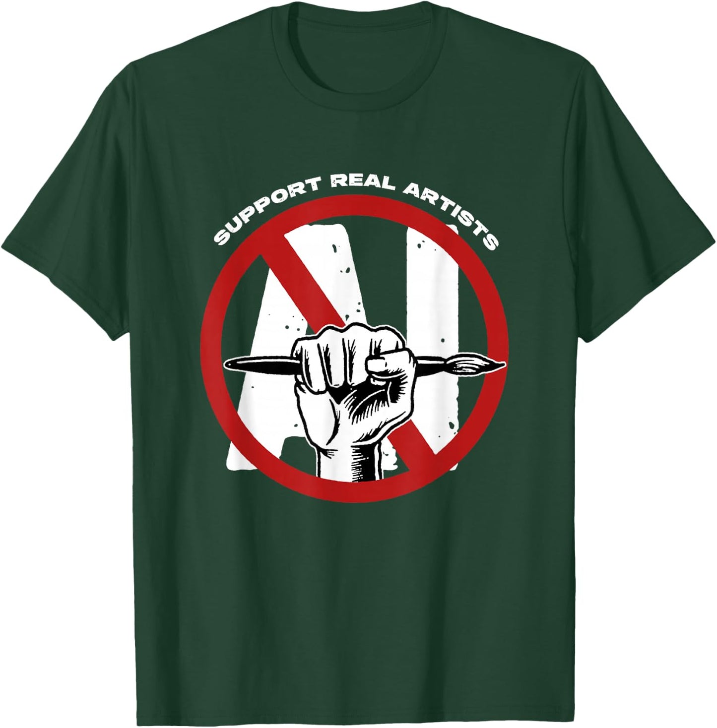 Support Real Artists Anti-AI Generated Images Art Authentic T-Shirt - T-Shirt | Forest