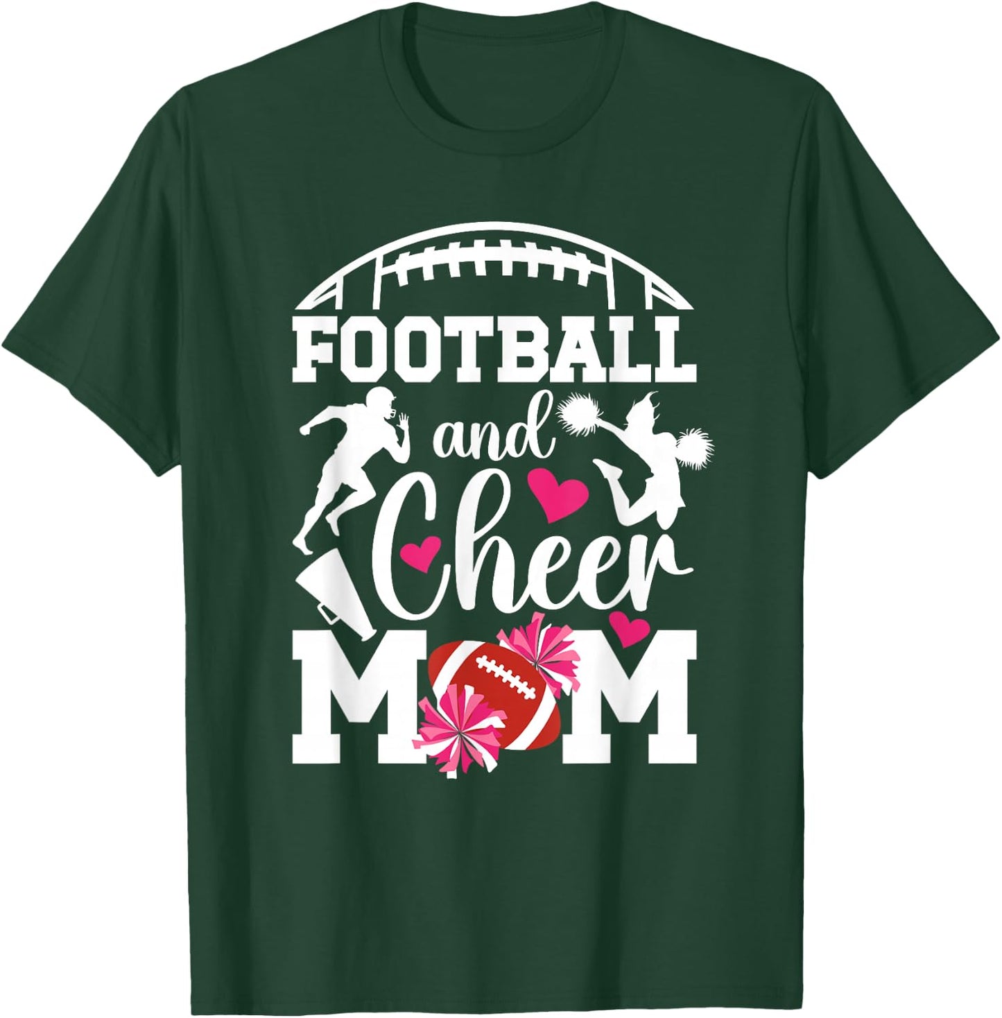 Football And Cheer Mom Proud Cheerleading & Football Mom T-Shirt - T-Shirt | Forest