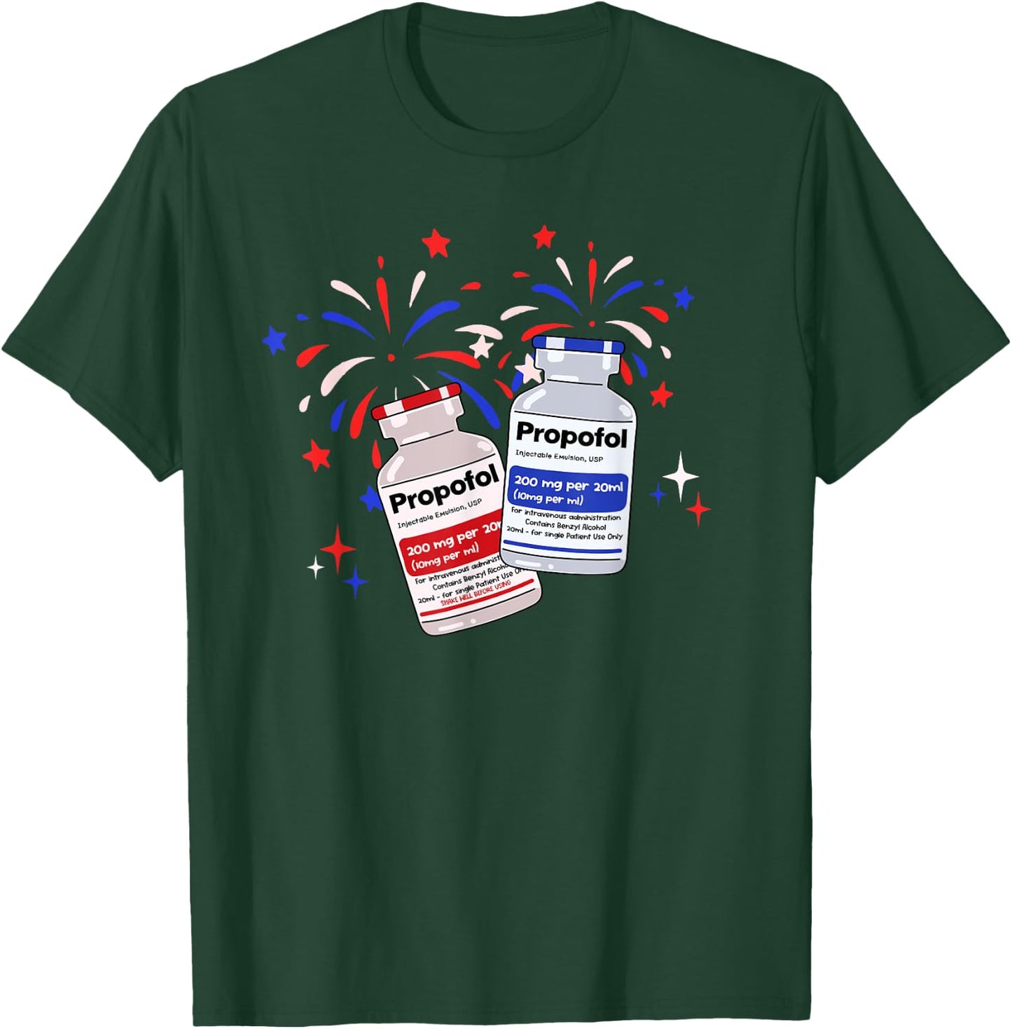 ICU Nurse 4th Of July New Year ER Nurse Gifts Poppin Bottles T-Shirt - T-Shirt | Forest